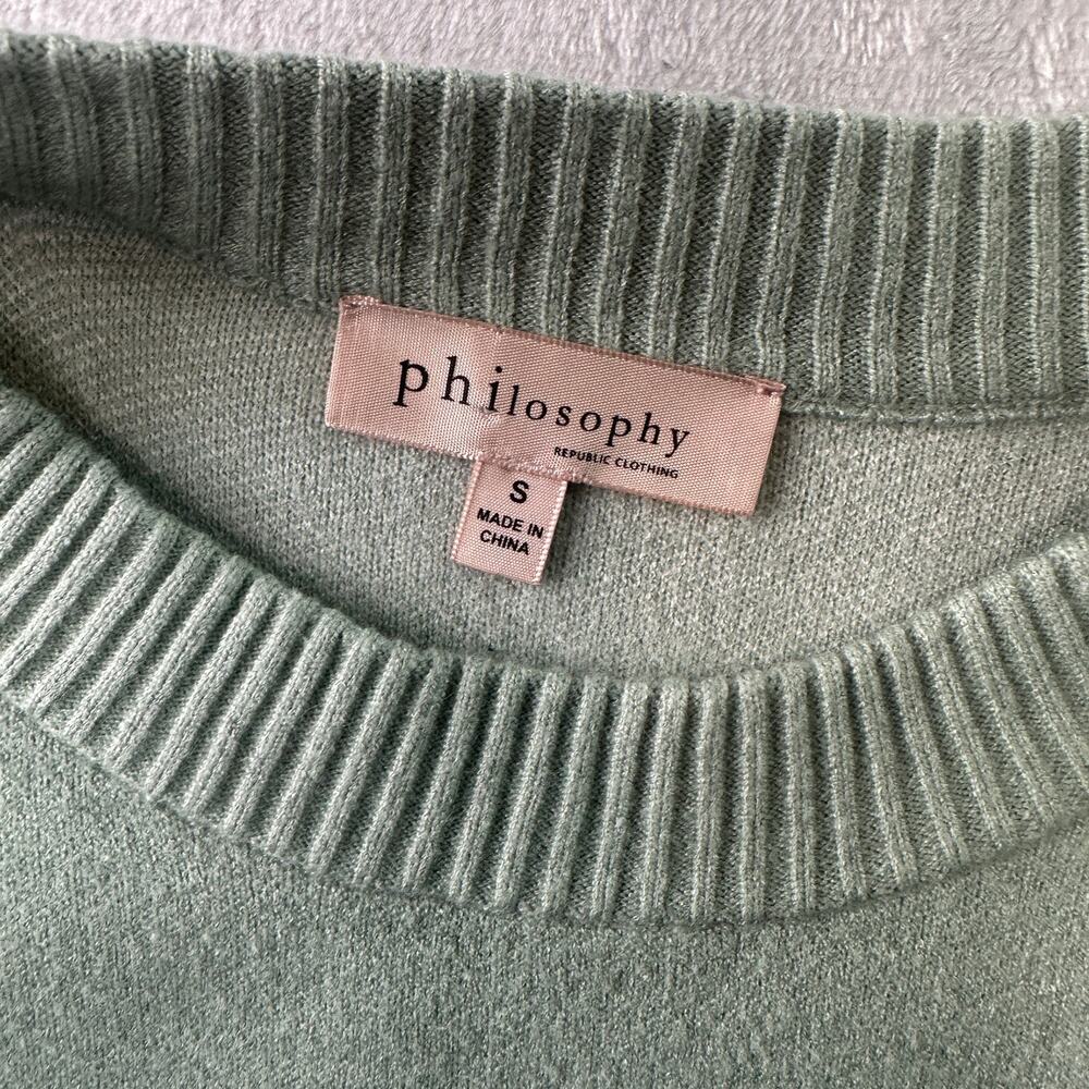 PHILOSOPHY Crewneck Polka Dot Balloon Sleeve Green/White Sweater - Size S - Picture 5 of 6